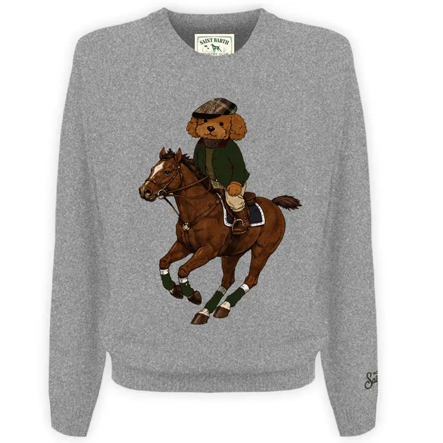 MC2 Saint Barth Heron Maglione Uomo Grigio Cashmere Grafica