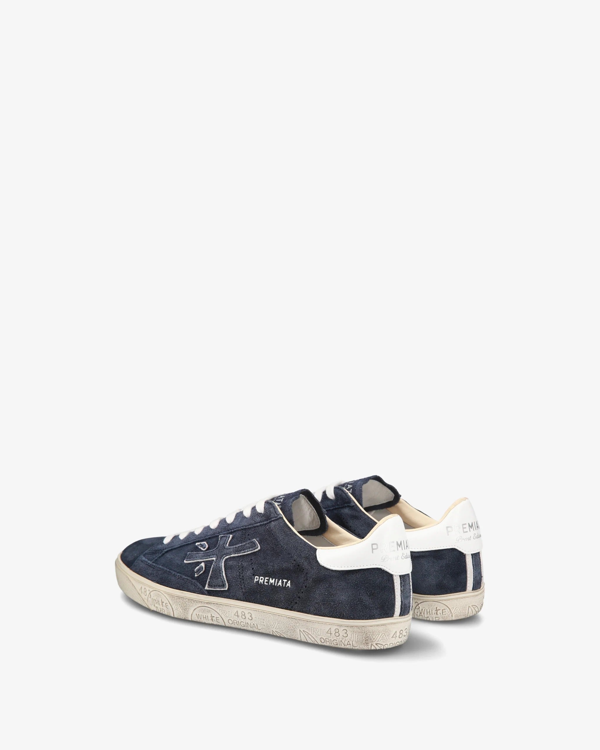 Premiata Steven 6643 sneaker uomo blu scamosciata