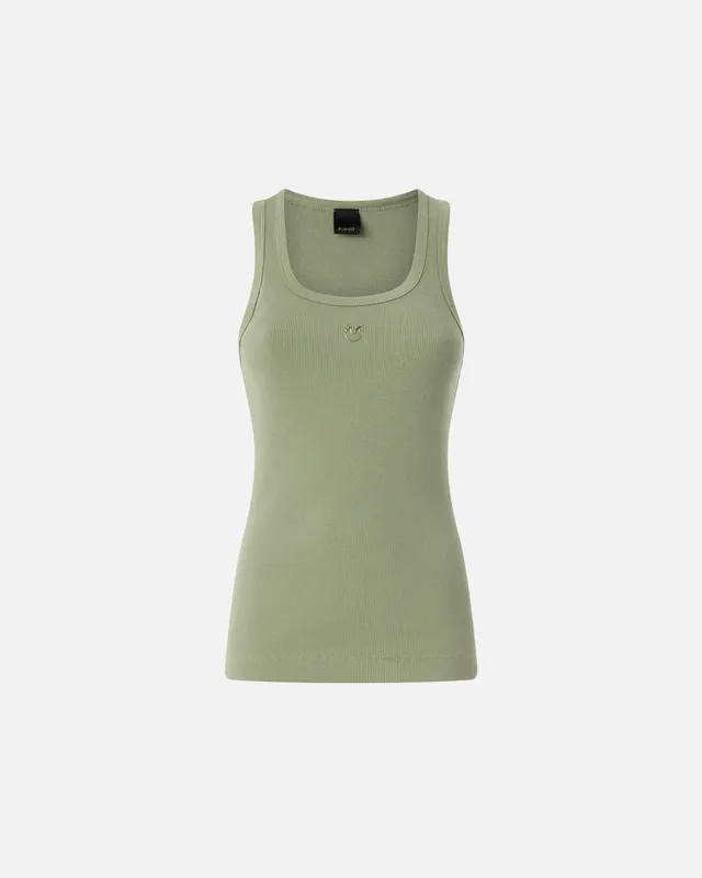 Pinko 100807 A338 canotta cotone verde aderente