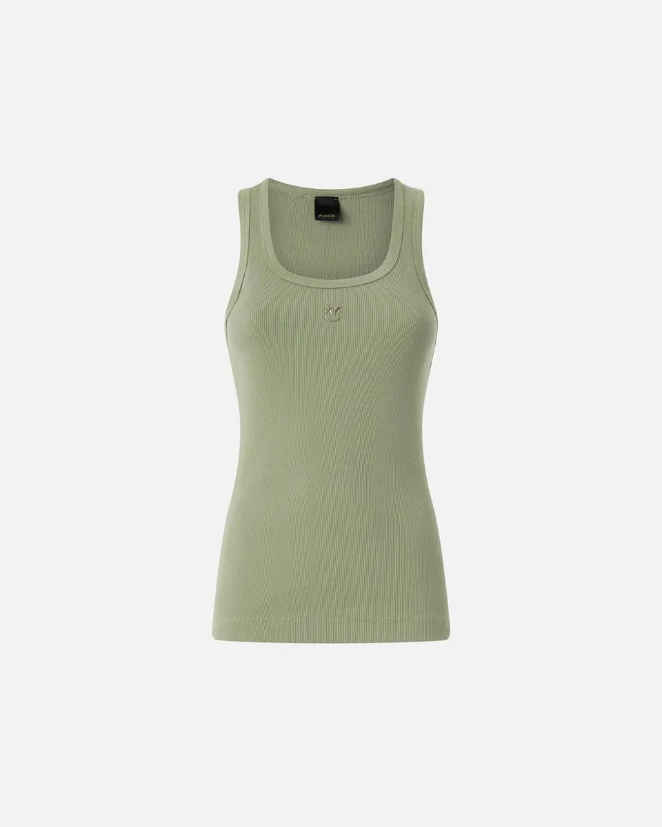 Pinko 100807 A338 canotta cotone verde aderente