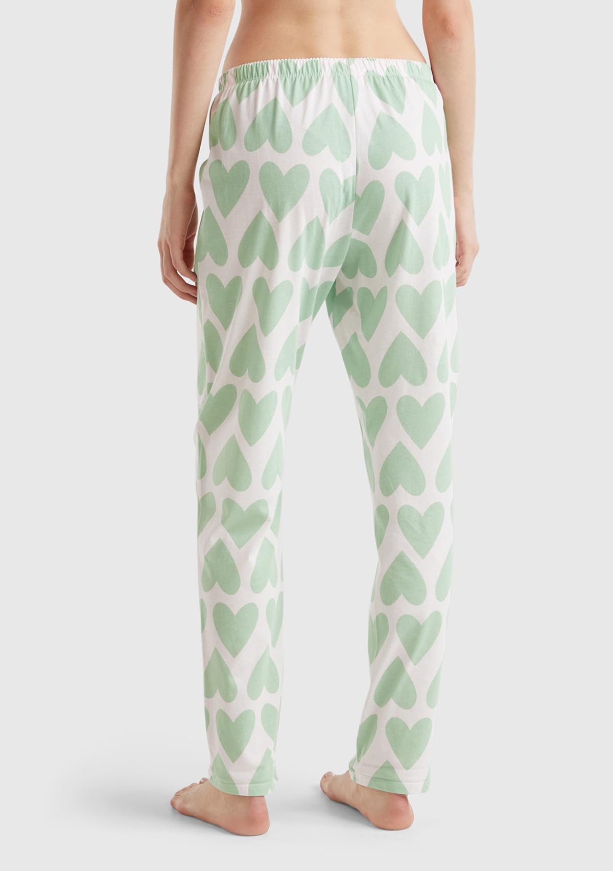 Benetton 3MR73F03H Pantalone Pigiama Donna Cotone Green