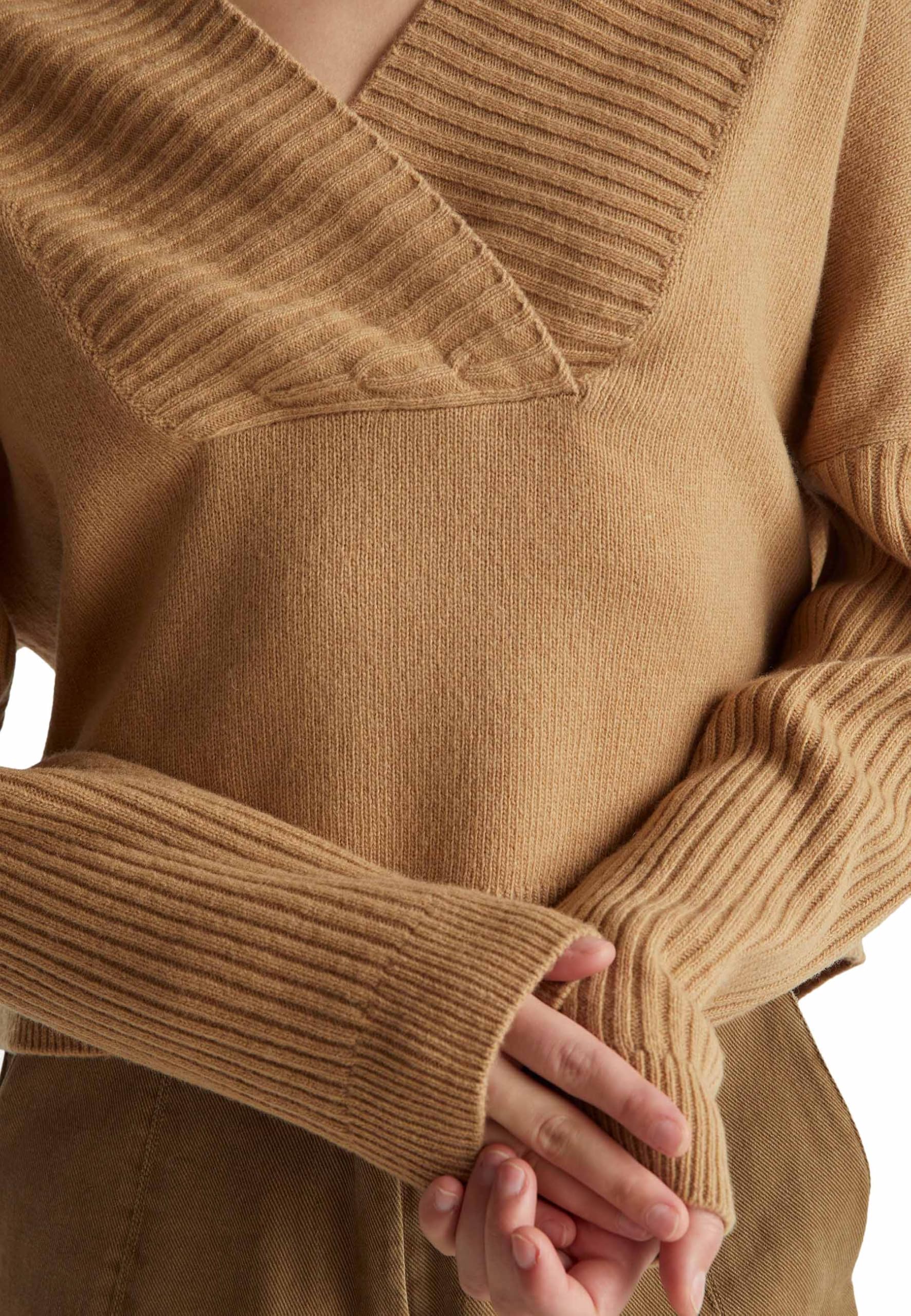 Benetton 1444d403h Maglia Scollo V Donna Beige XXS