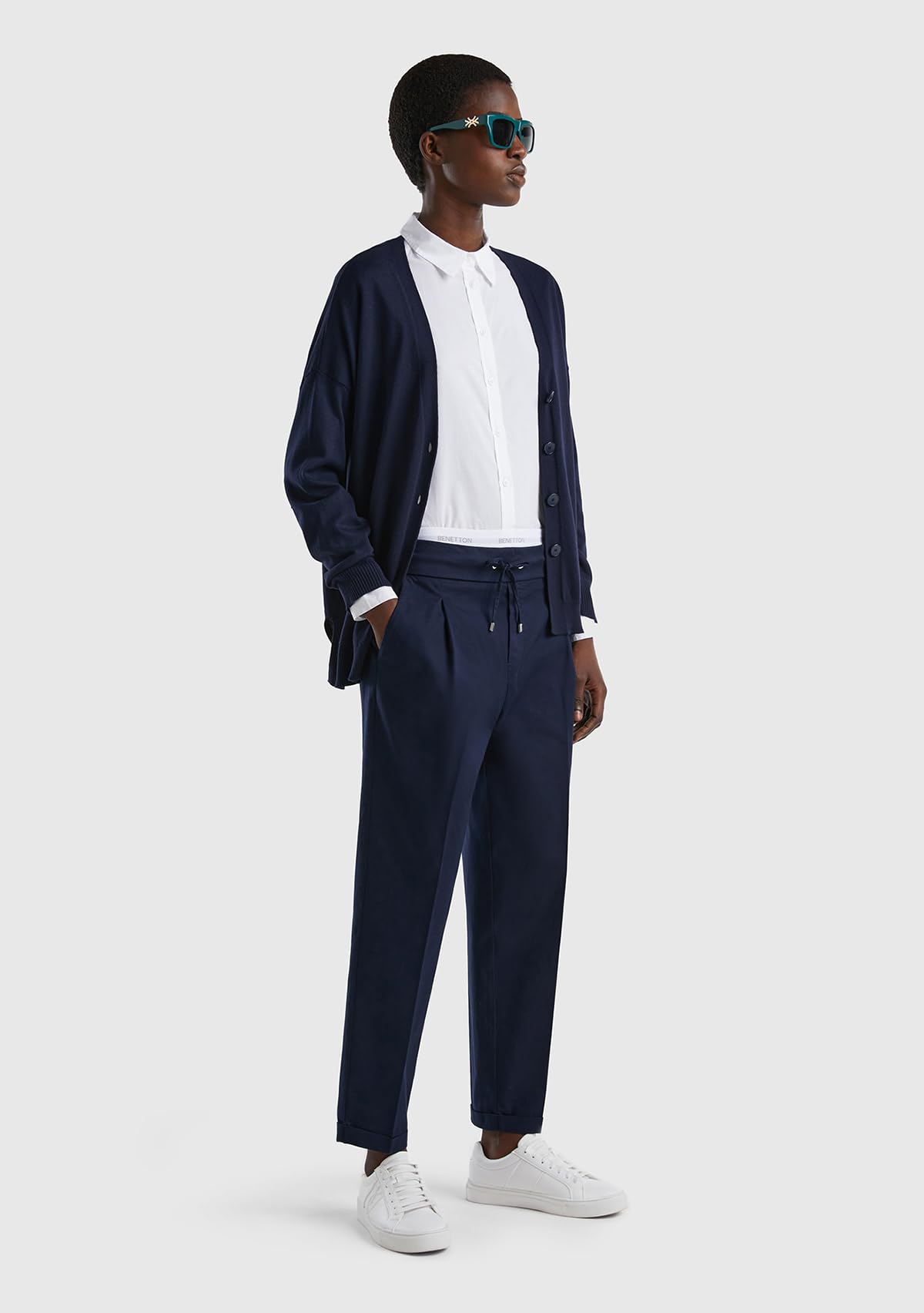 Benetton Pantaloni Joggers Donna Cotone Blu Scuro