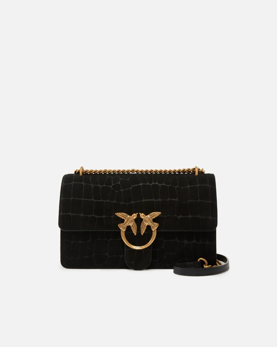 Pinko Love One Classic Borsa Nero Cocco Antique Gold