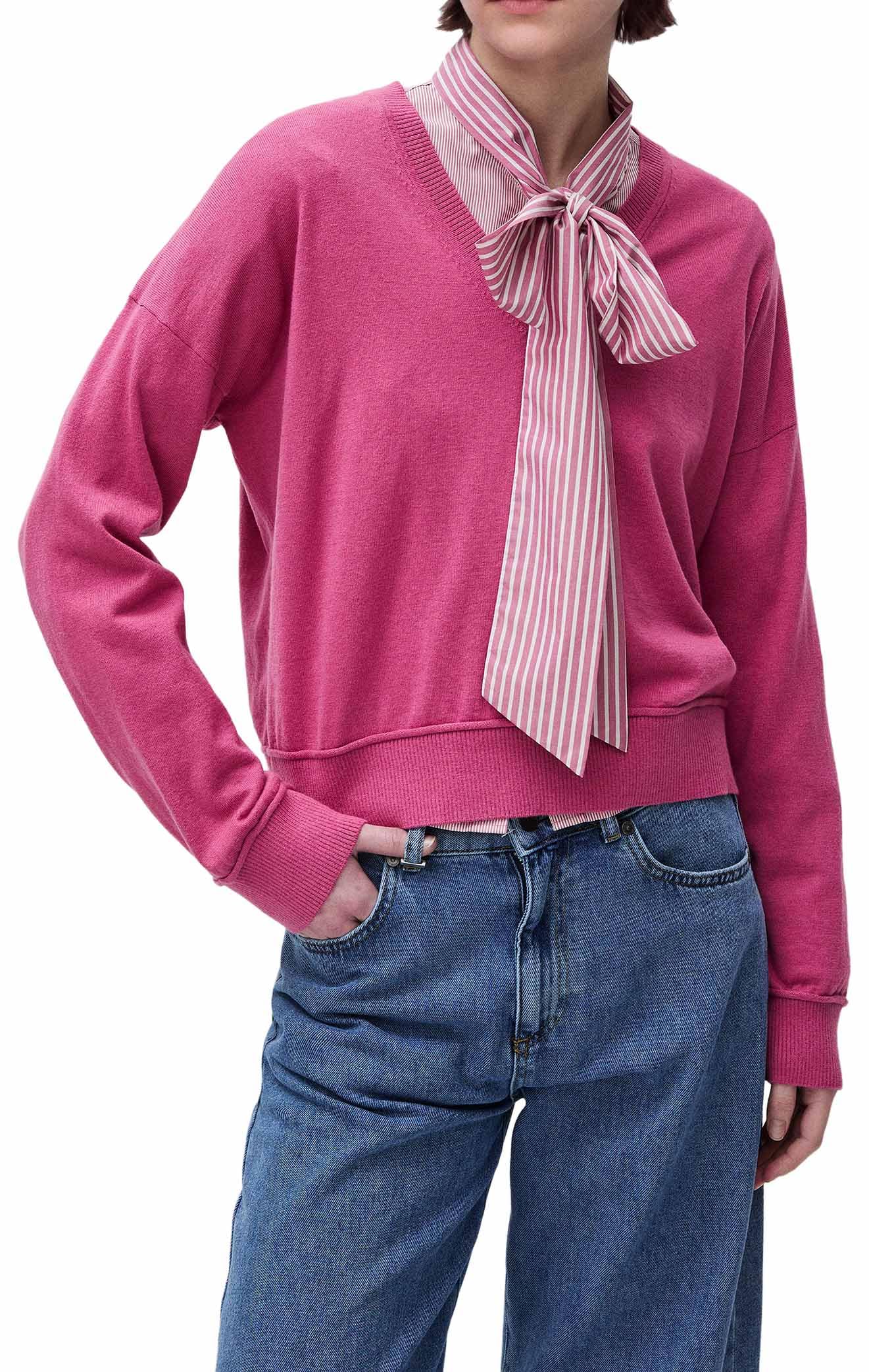 Benetton Maglieria 1y6sd403o maglione bianco XXS scollo a V