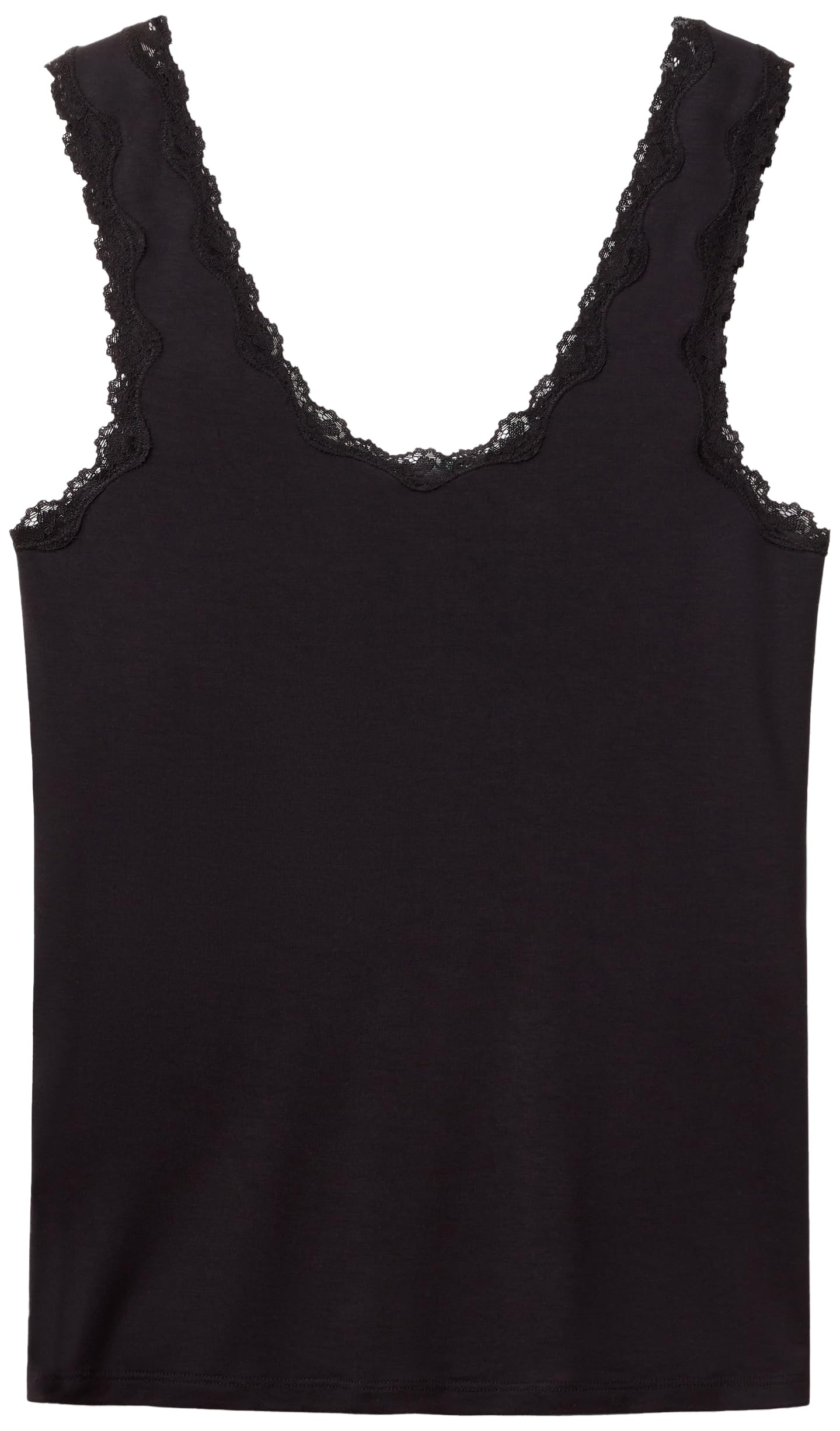 Benetton canottiera donna nera in pizzo spalla larga