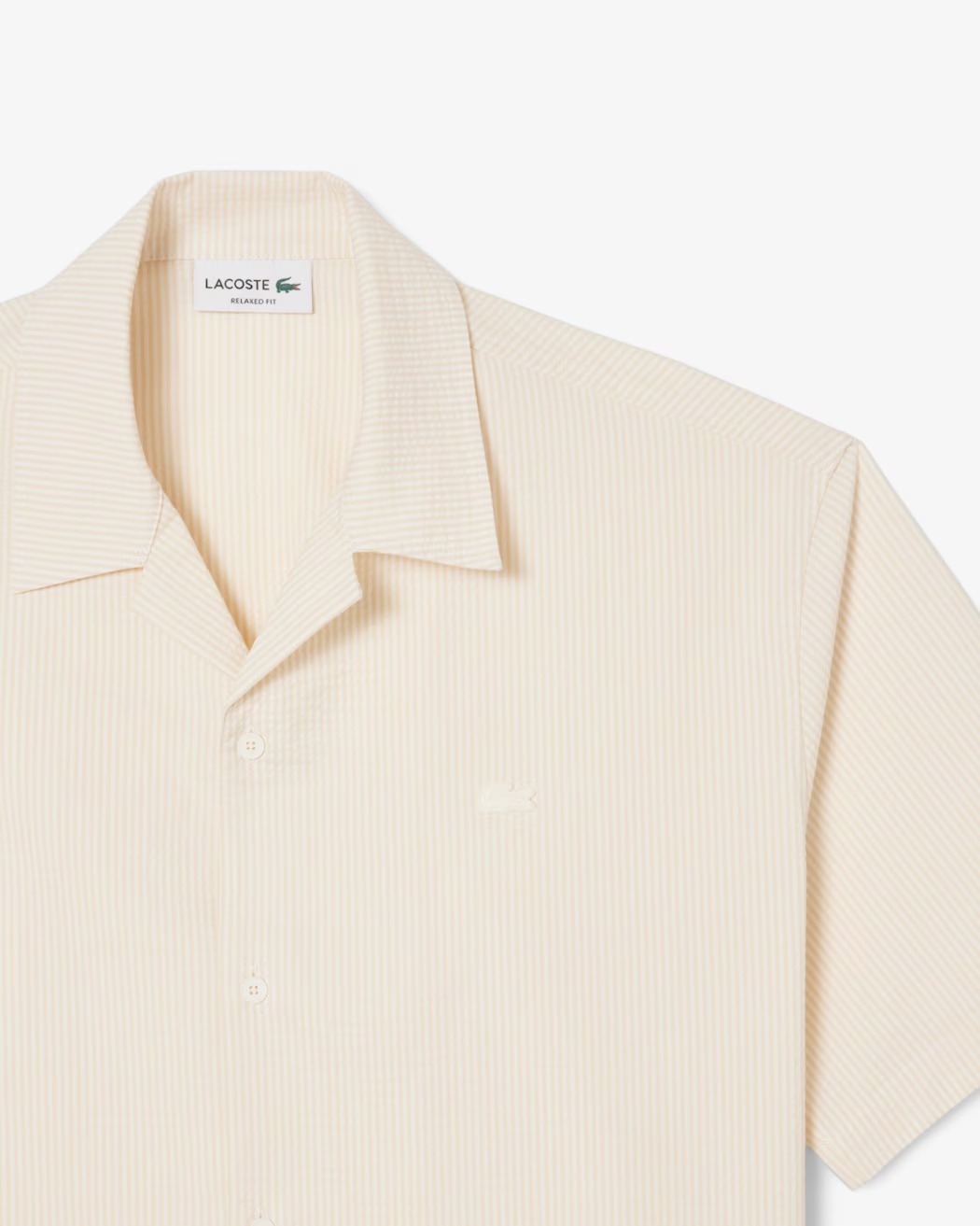 Lacoste CH2355 Camicia Uomo Blanc Beige Seersucker