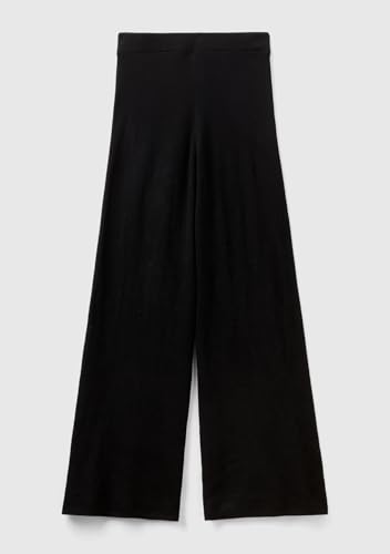 Benetton 103cdf00q pantaloni donna nero pointelle pizzo