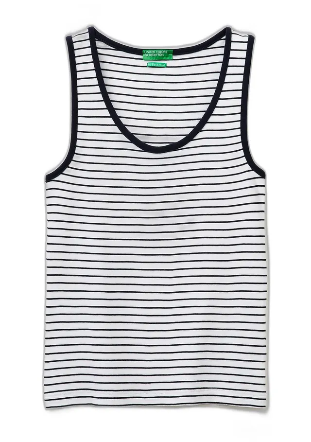 Benetton Canottiera Donna Bianco XS in Costina Slim
