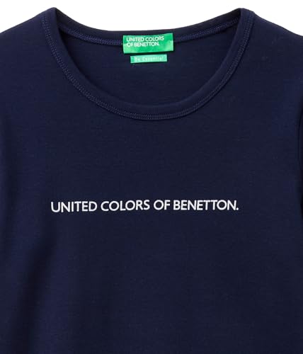 Benetton 3GA8E16G0 T-Shirt Donna Blu Glitter XXS