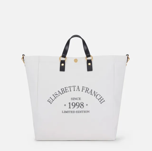 Elisabetta Franchi BS14A62E2 borsa tote avorio canvas