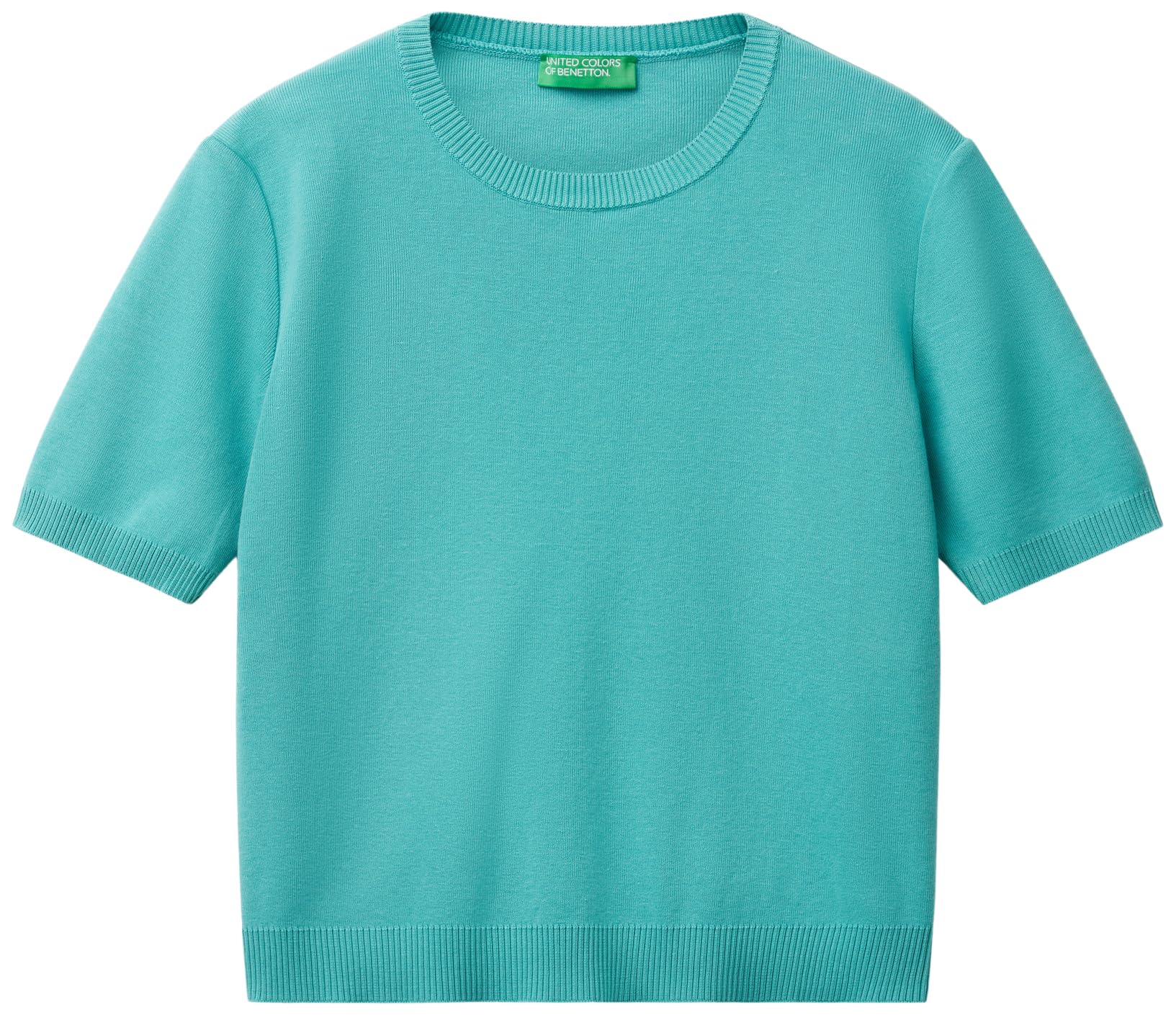 Benetton Maglieria 1091d10d5 maglia donna verde manica corta
