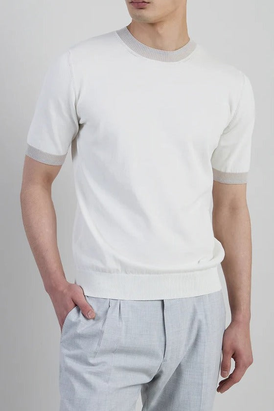 Eleventy M76MAGM19 maglia uomo cotone bianco sabbia