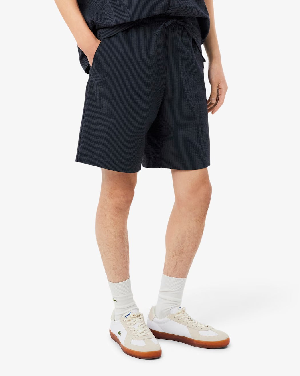 Lacoste GH1977 shorts uomo seersucker noir gris