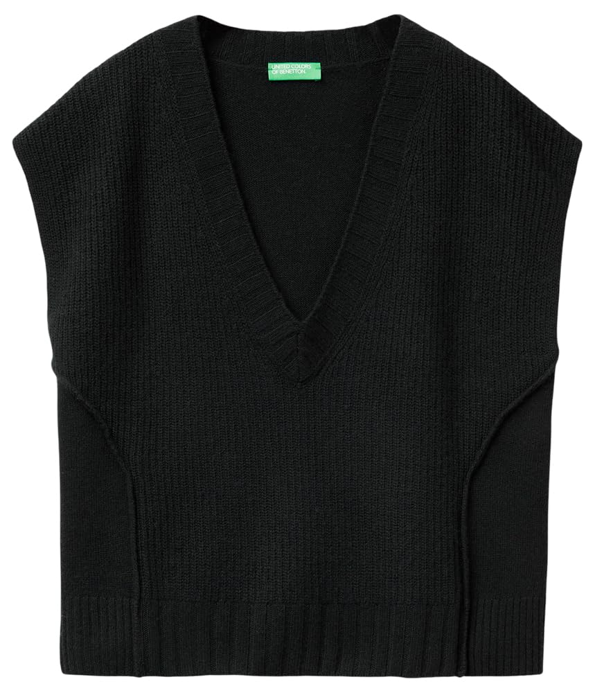 Benetton Gilet Scollo a V Donna Uomo Morbido in Maglia