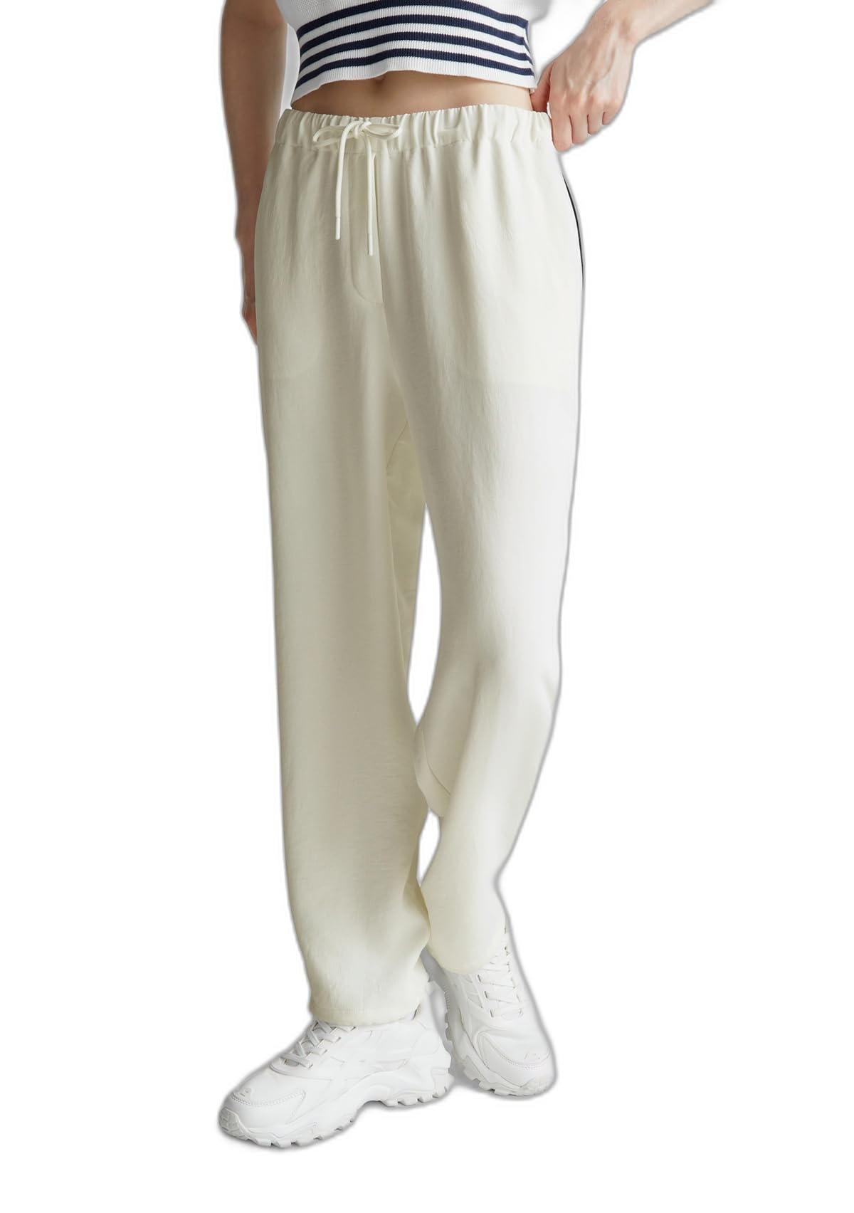 Benetton Pantaloni Donna S Blu Effetto Crinkle