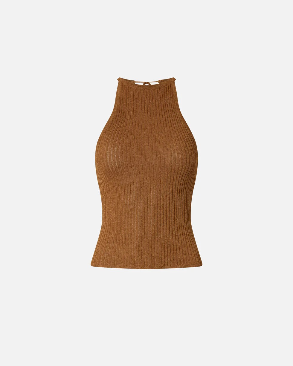 Pinko Linum Shiny 106884 A3BD Top bronzo lurex slim