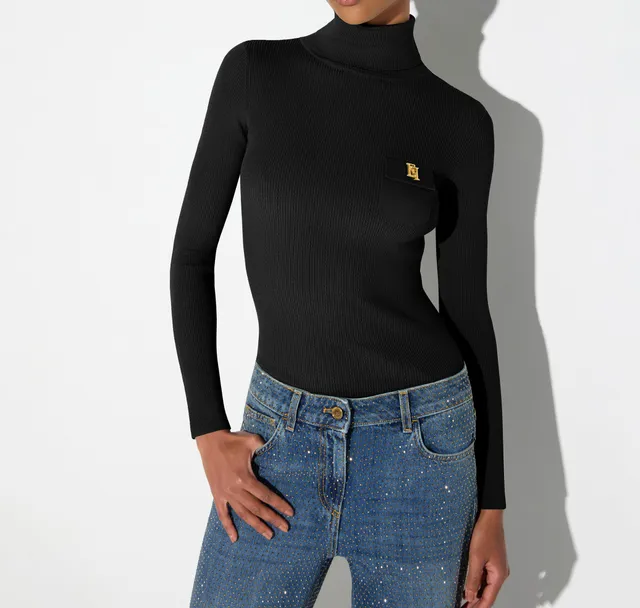 Elisabetta Franchi MK05B66E2 maglia nera dolcevita