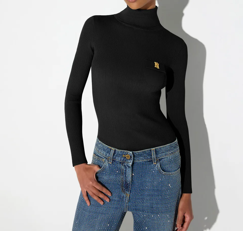 Elisabetta Franchi MK05B66E2 maglia nera dolcevita