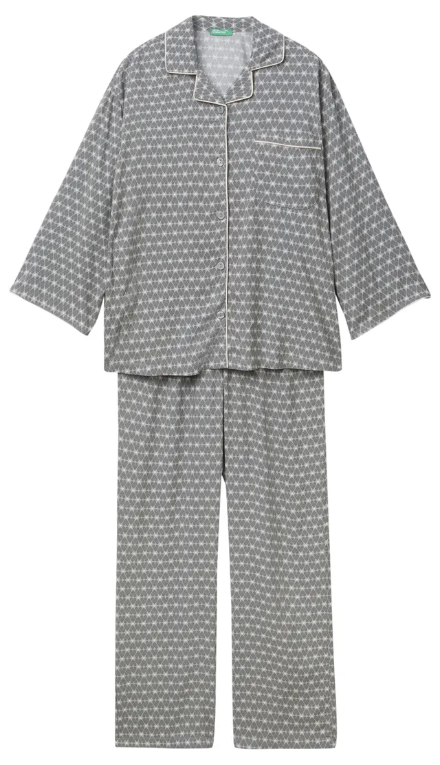 Benetton Intimo 4X9X3P00J Set Pigiama Camicia Donna L Viscosa