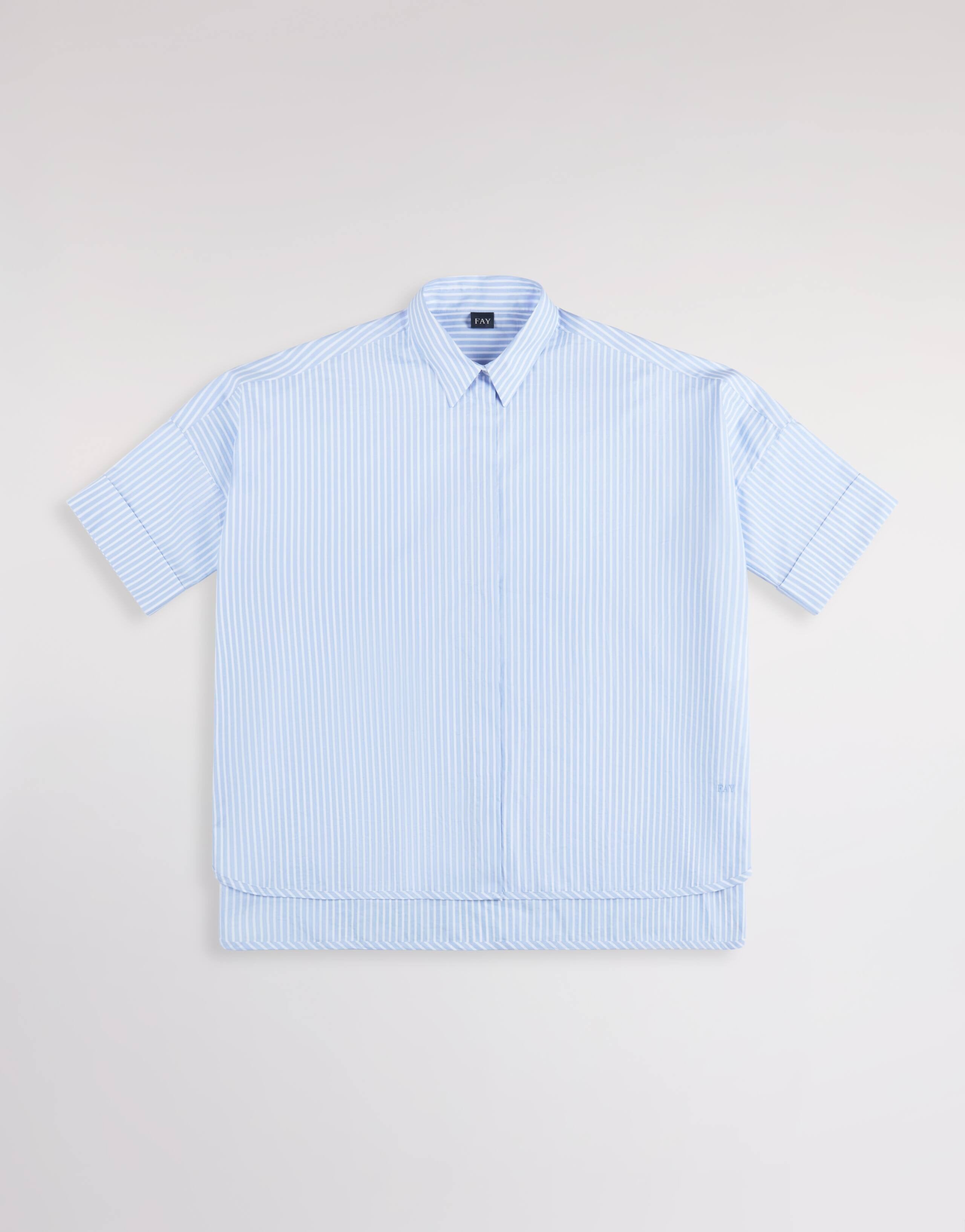Fay NCWA552552SZC Camicia Righe Bianco Azzurro Cotone