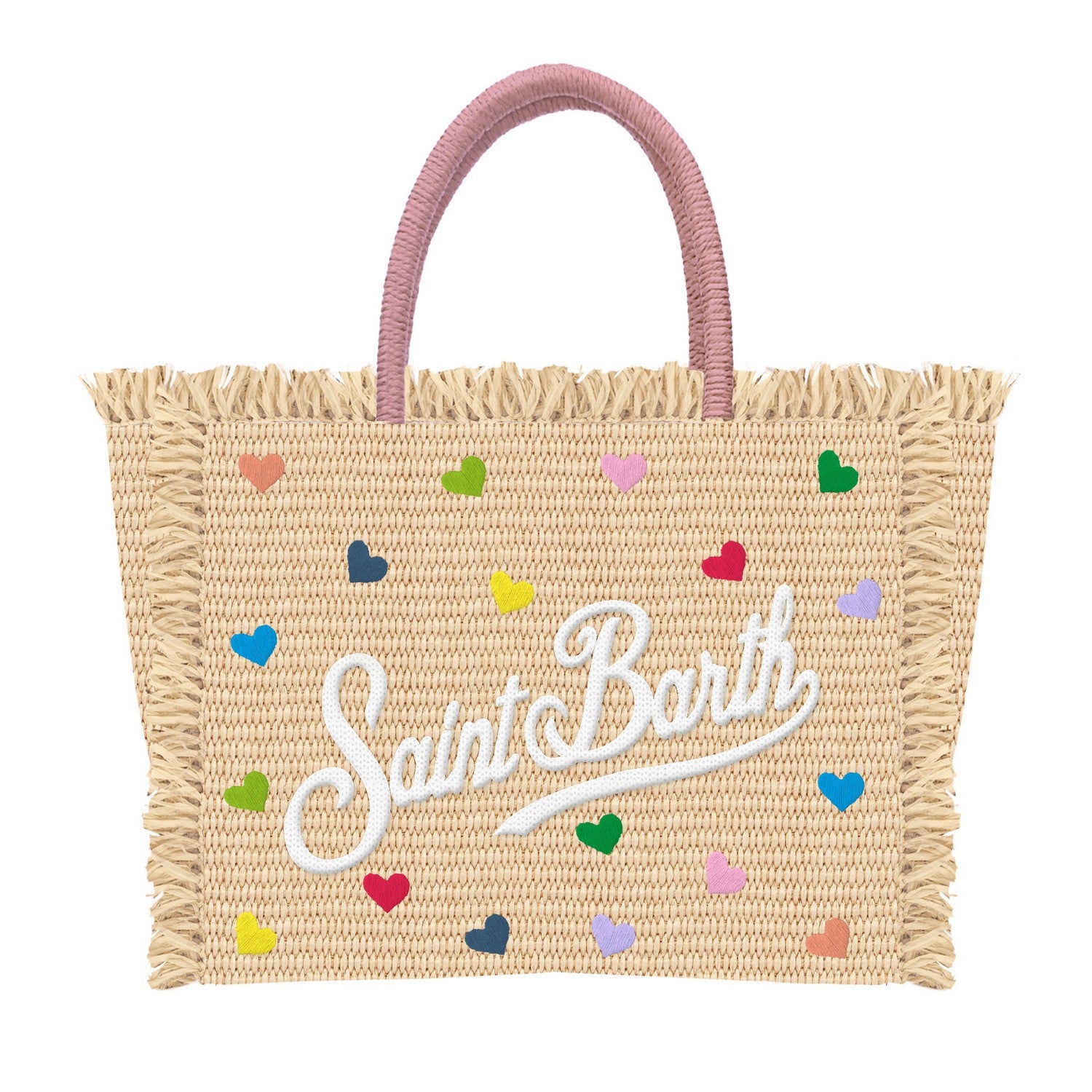 MC2 Saint Barth Colette Straw borsa beige cuori