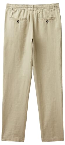 Benetton 4AGHUF00M Pantalone Uomo Verde Militare 42 in Lino
