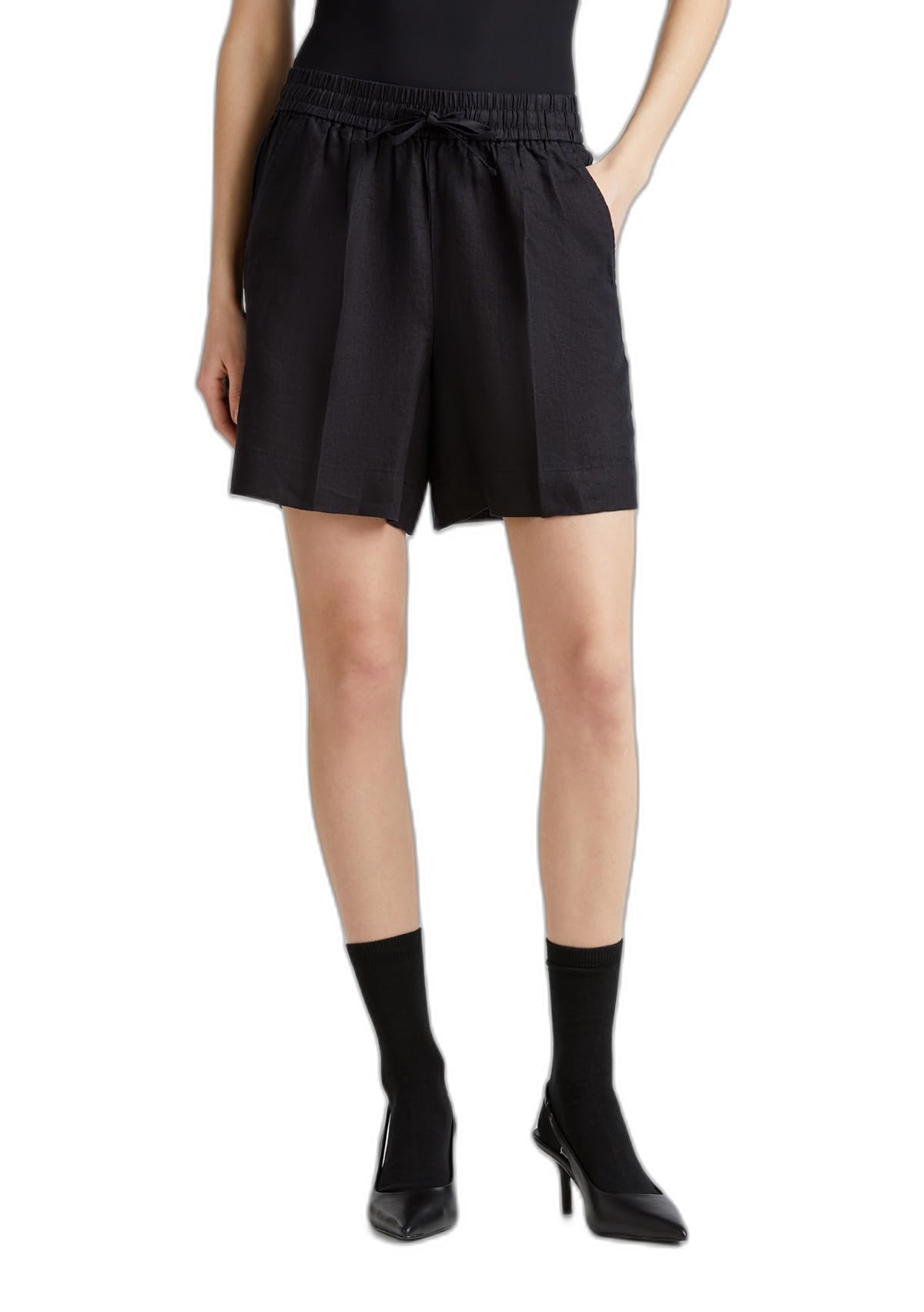 Benetton 4aghd901t Bermuda Donna Blu in Lino Elastico