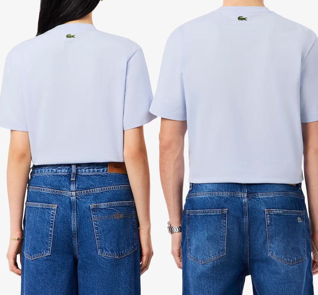 Lacoste TH0753 t-shirt unisex Blu Chiaro jersey cotone
