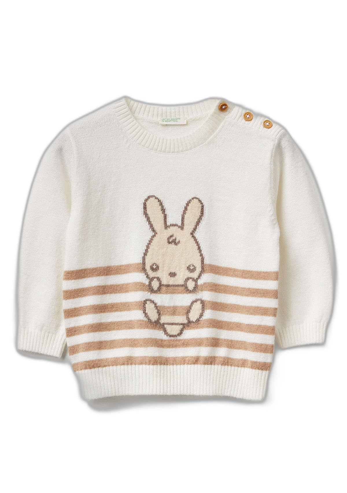 Benetton Maglieria maglione bimbo 68 bianco cotone righe