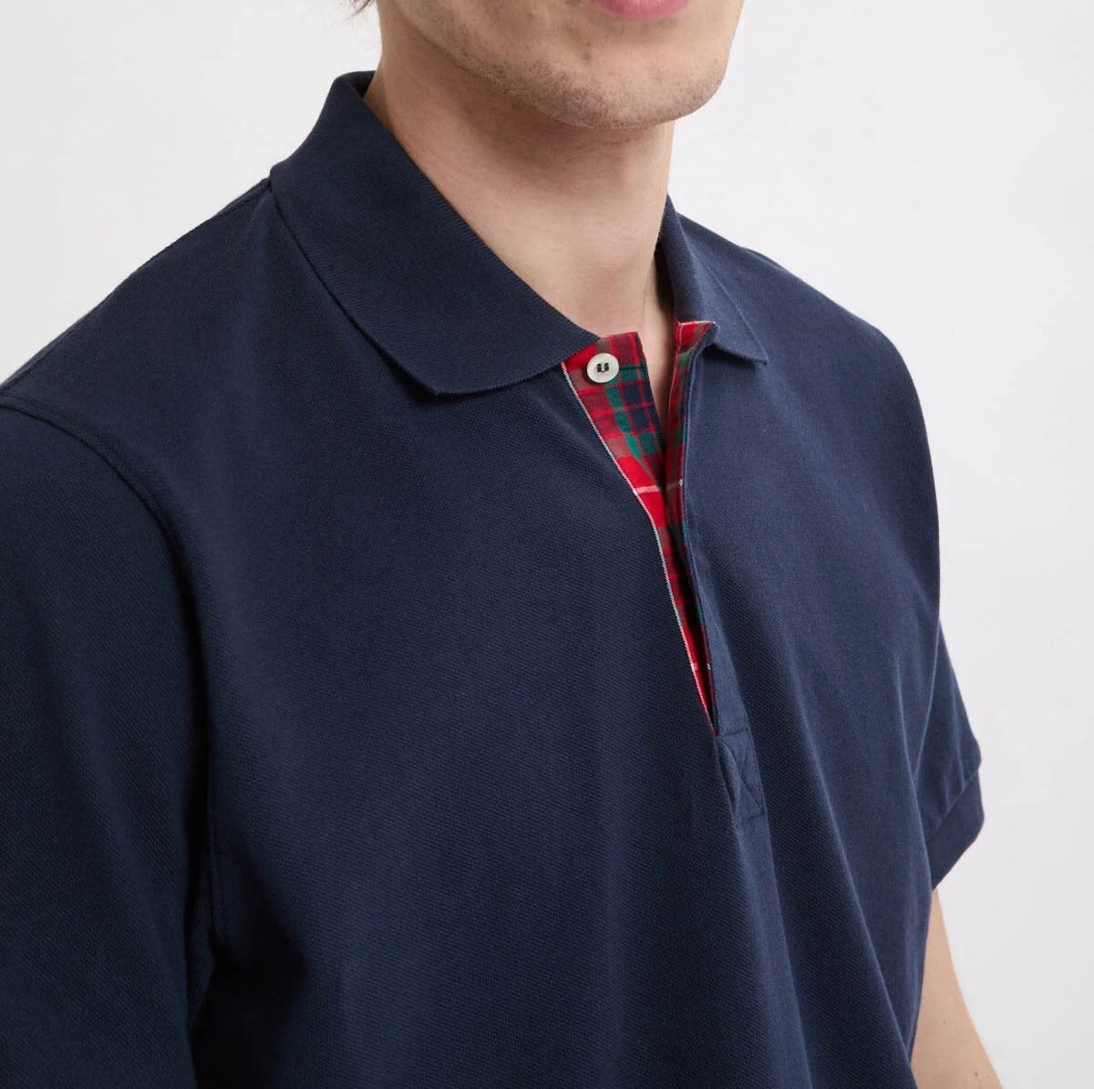 Baracuta Tartan Placket BRP0L0027 Polo Navy cotone