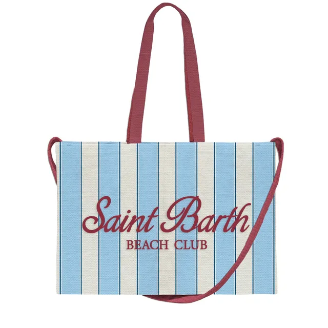 MC2 Saint Barth Essential Canvas borsa righe azzurro