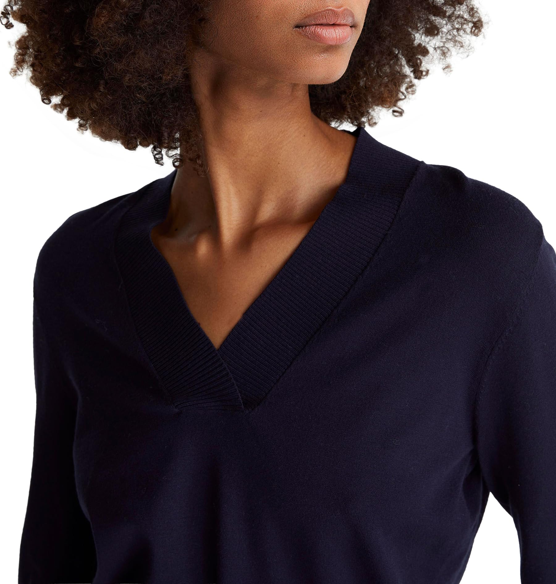 Benetton Maglieria Maglia Scollo V S Blu in Viscosa