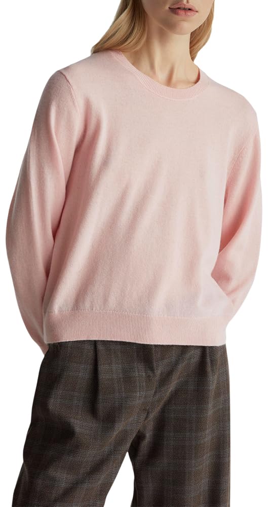 Benetton 1002d10bg maglia girocollo donna morbida rasata