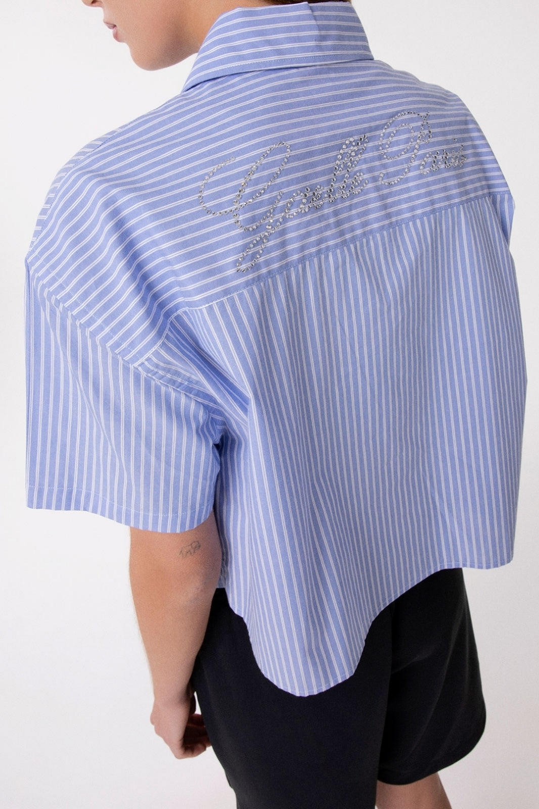 Gaelle Paris GAABW09837 camicia righe azzurra cotone over