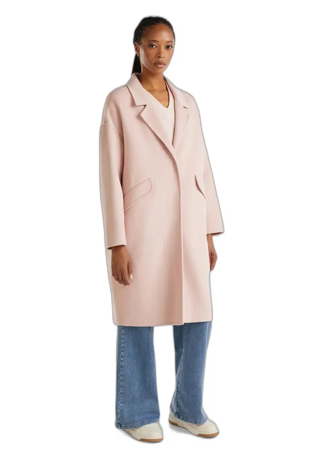 Benetton Cappotti 28f7dn06b Cappotto Donna Beige misto lana