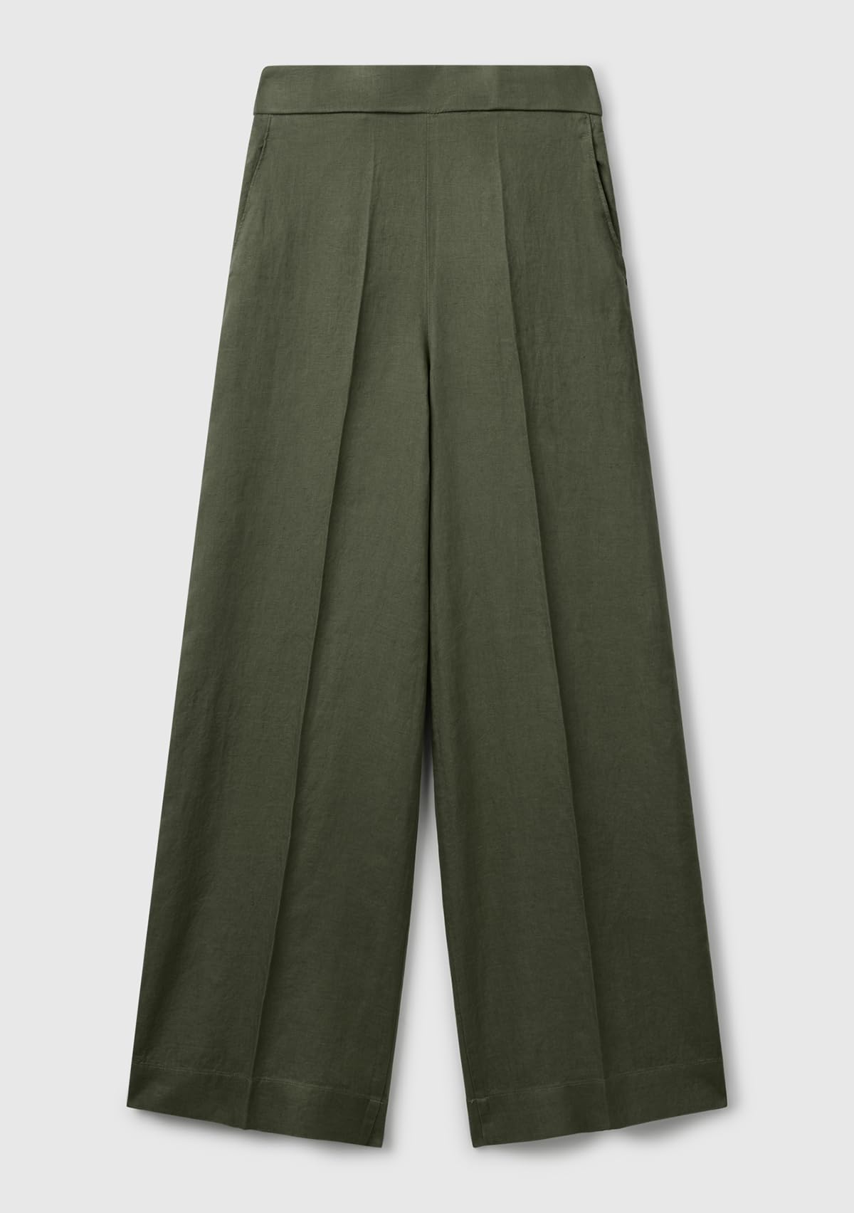 Benetton Pantaloni pantalone donna palazzo in lino con tasche