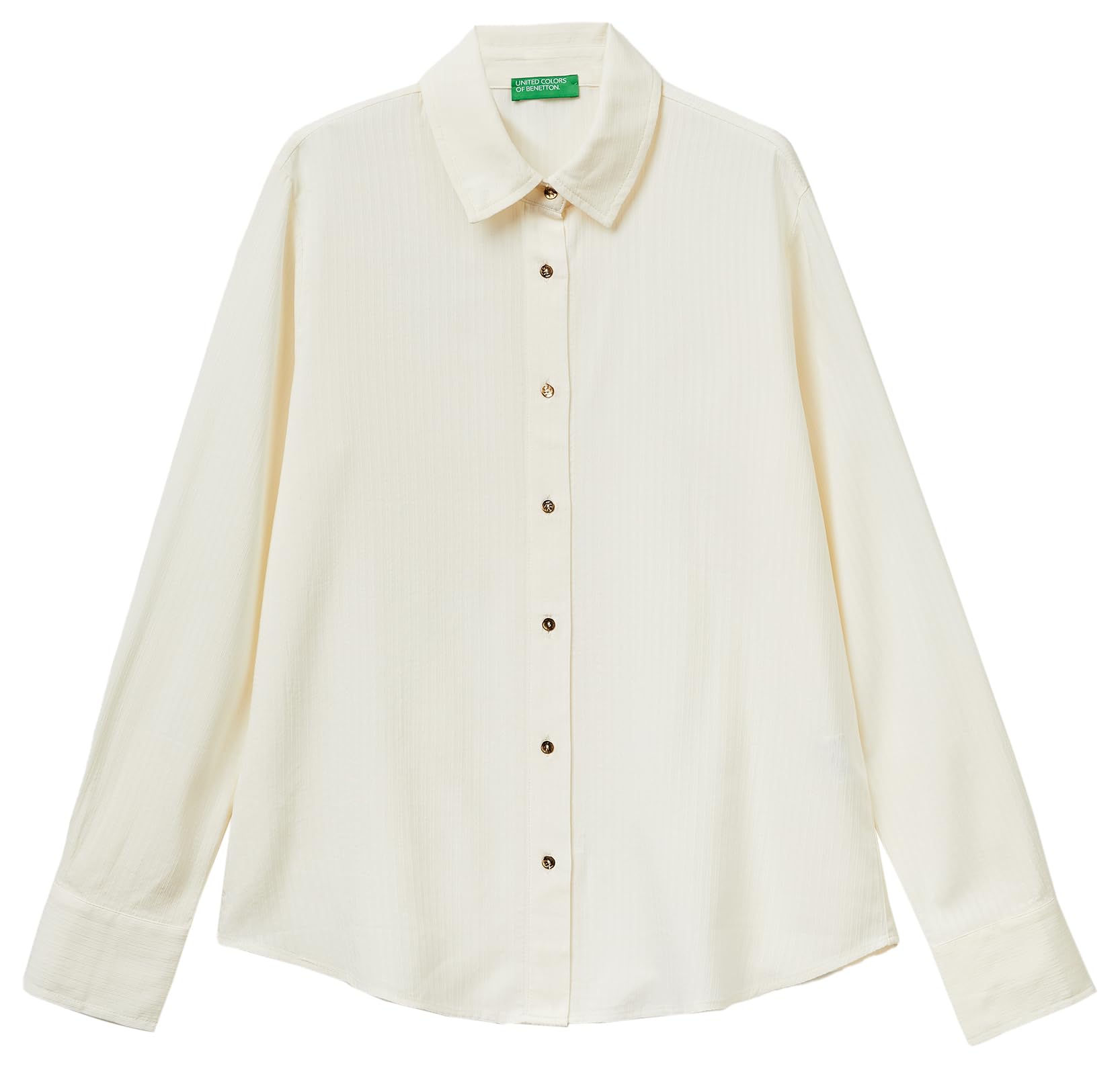 Benetton 5x0vdq0dc Camicia Donna Blu a Righe