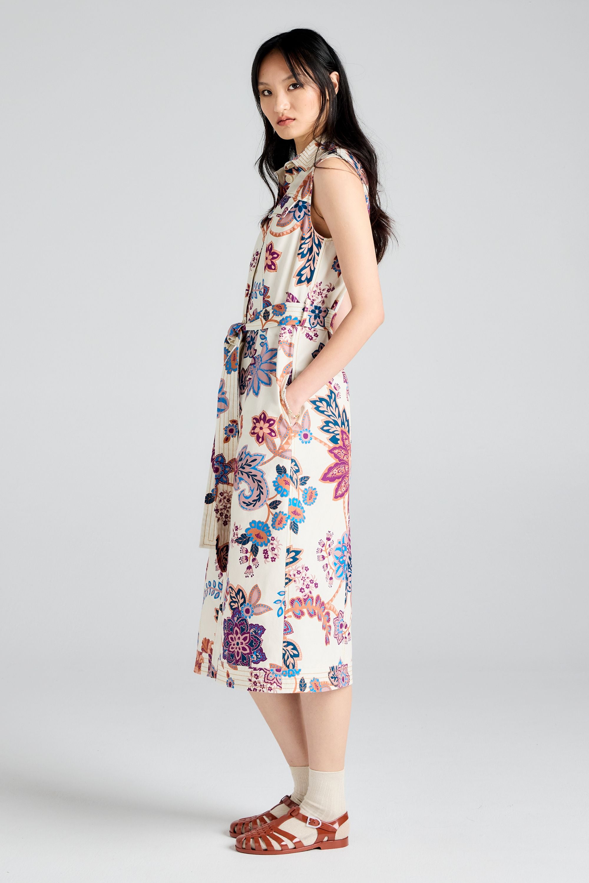Karen Walker Odette Dress vestito cream multi floreale