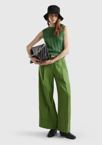 Benetton 4AGHDF016 Pantaloni Palazzo Verde Bosco XXS