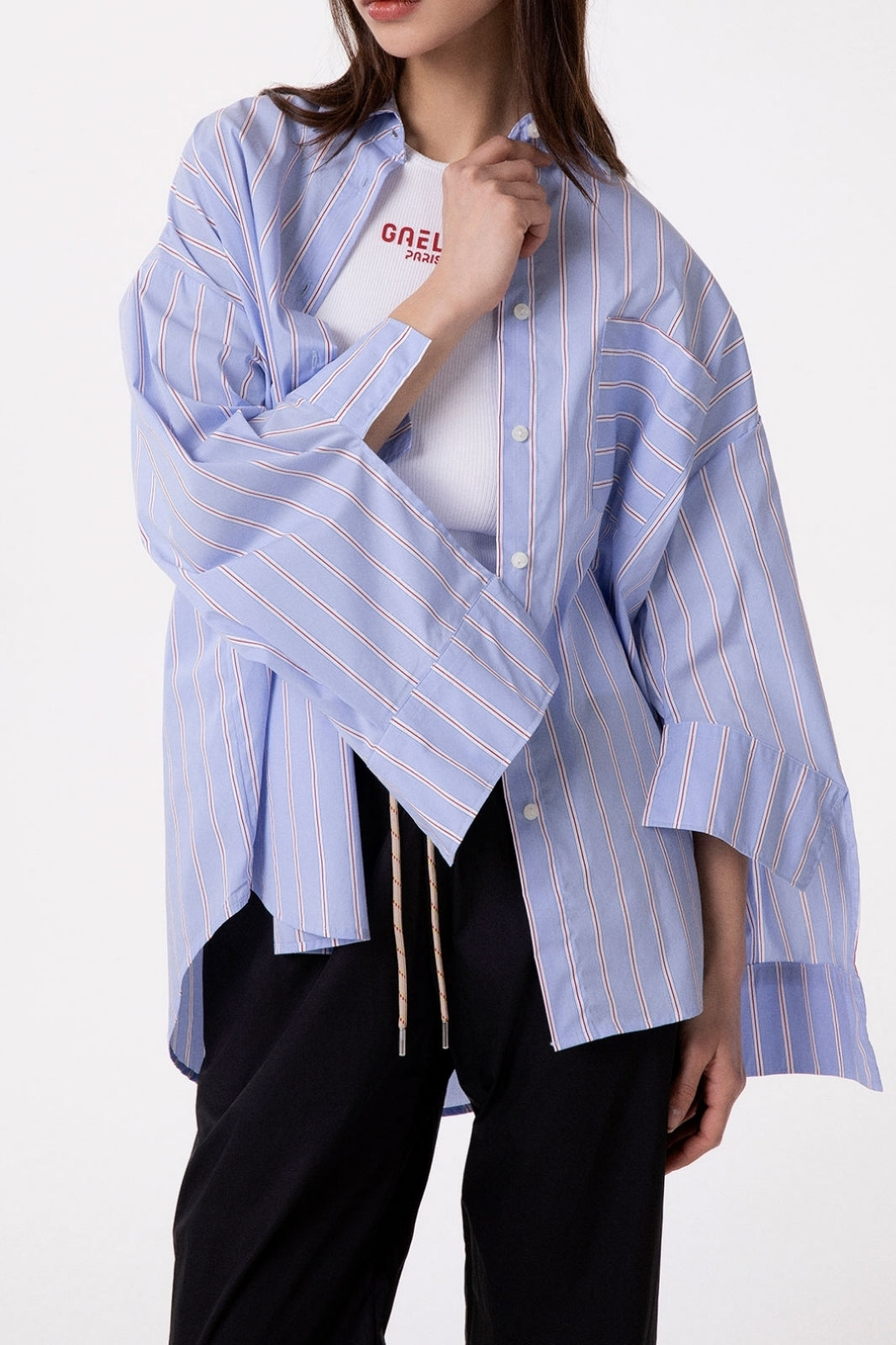 Gaelle Paris GAABW09845 Camicia Righe Azzurro 40