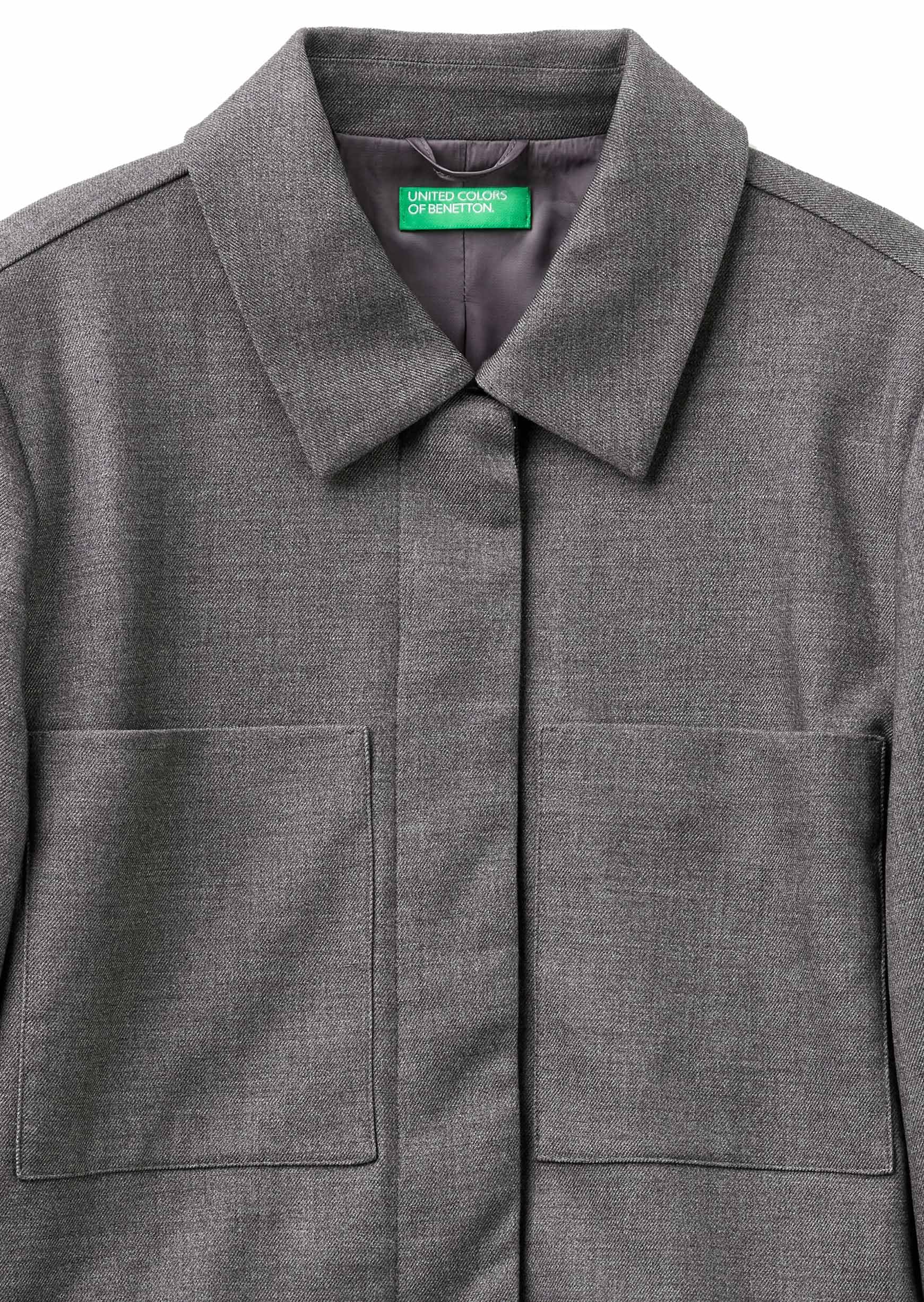 Benetton Giubbino 24t0dn09p Giacca Donna 38 Grigio