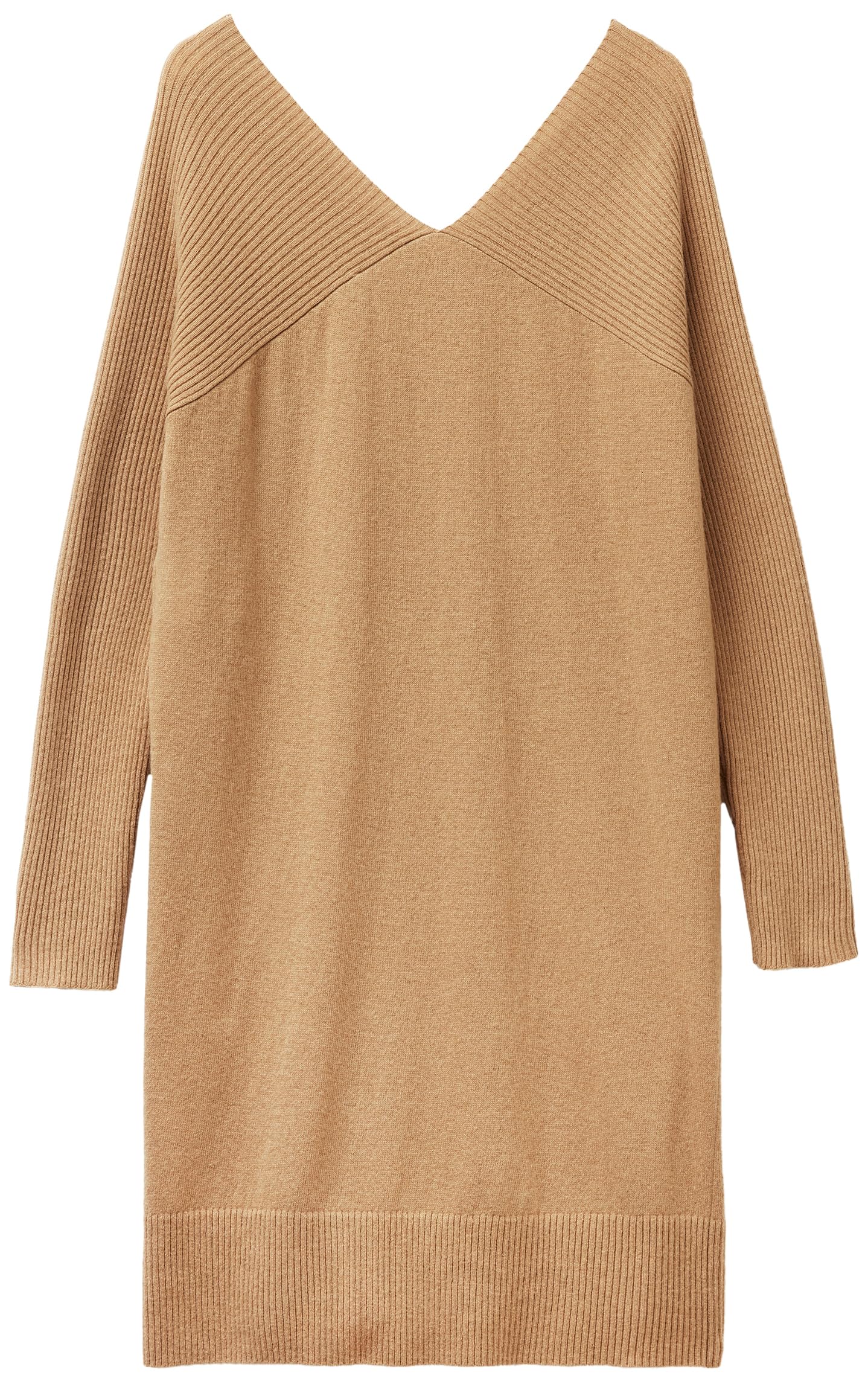 Benetton 1044dv02c vestito donna M beige scollo V