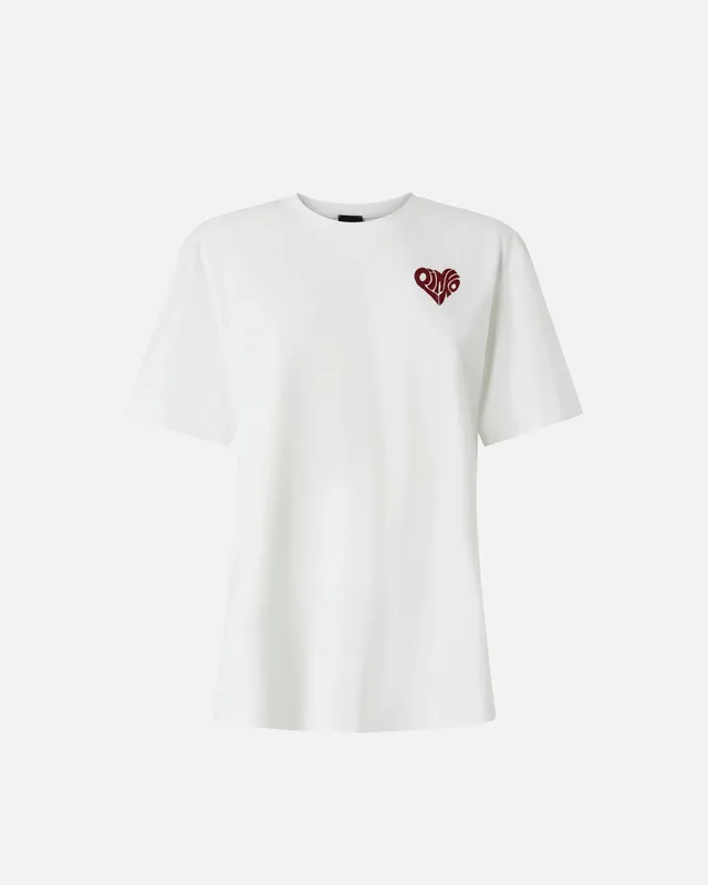 Pinko 105526 A33I T-Shirt Donna Bianco Amore Strass