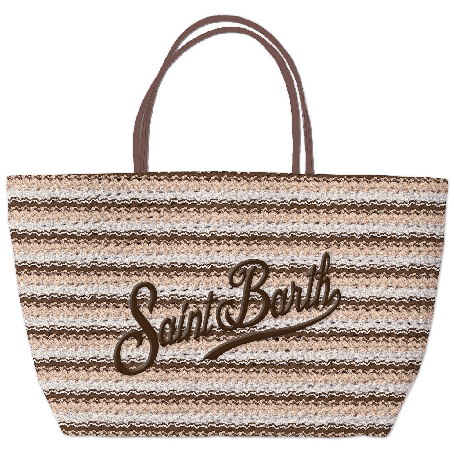 MC2 Saint Barth Crochet Tote borsa righe marrone beige