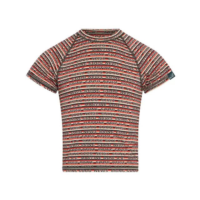 Martine Rose Raglan Shrunken T-Shirt righe rosso grigio slim