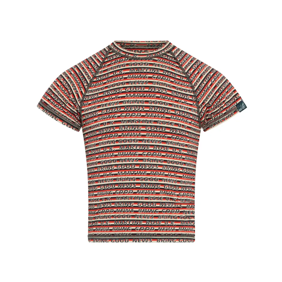 Martine Rose Raglan Shrunken T-Shirt righe rosso grigio slim