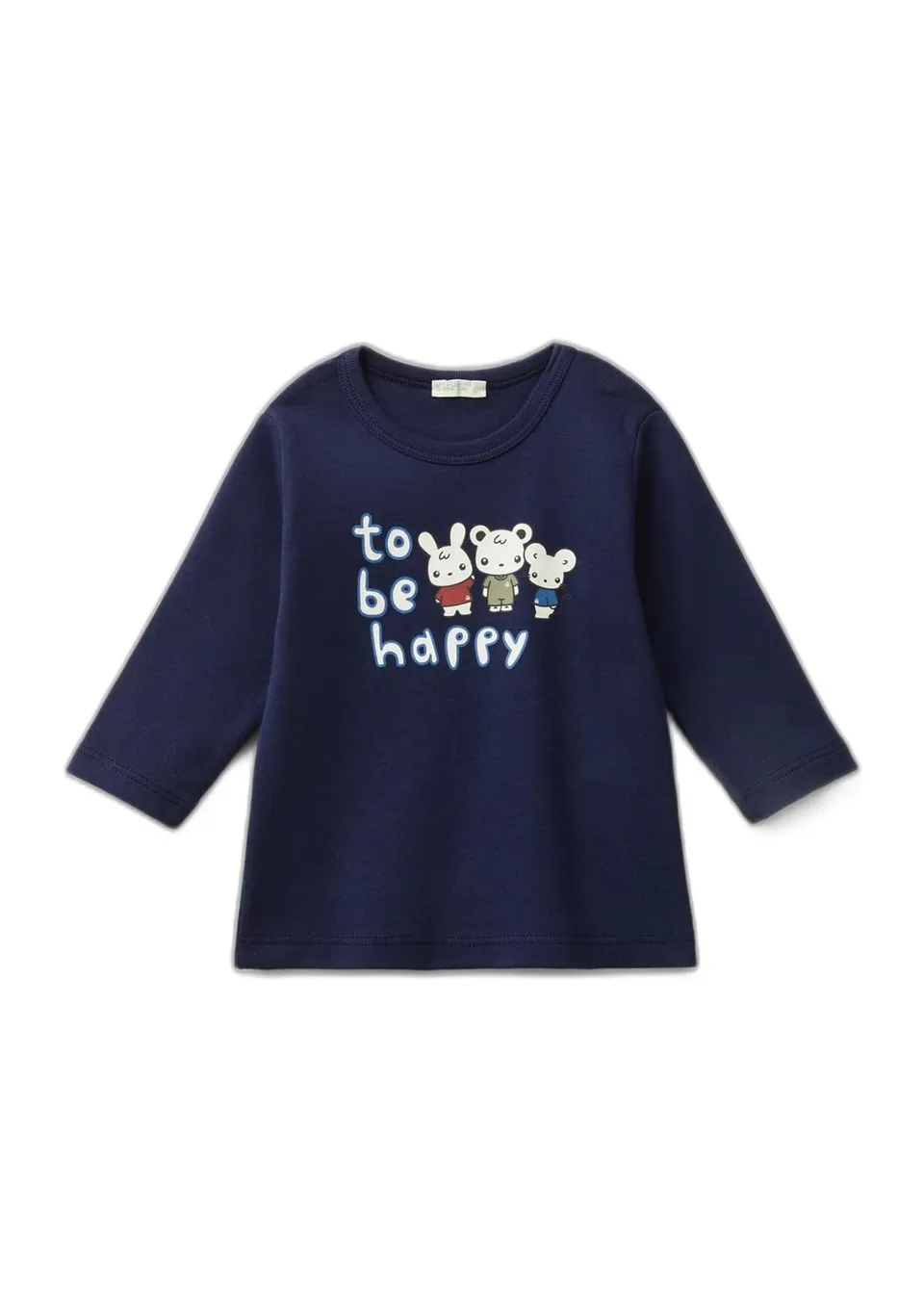 Benetton 3I9WA1057 t-shirt bimbo manica lunga girocollo cotone