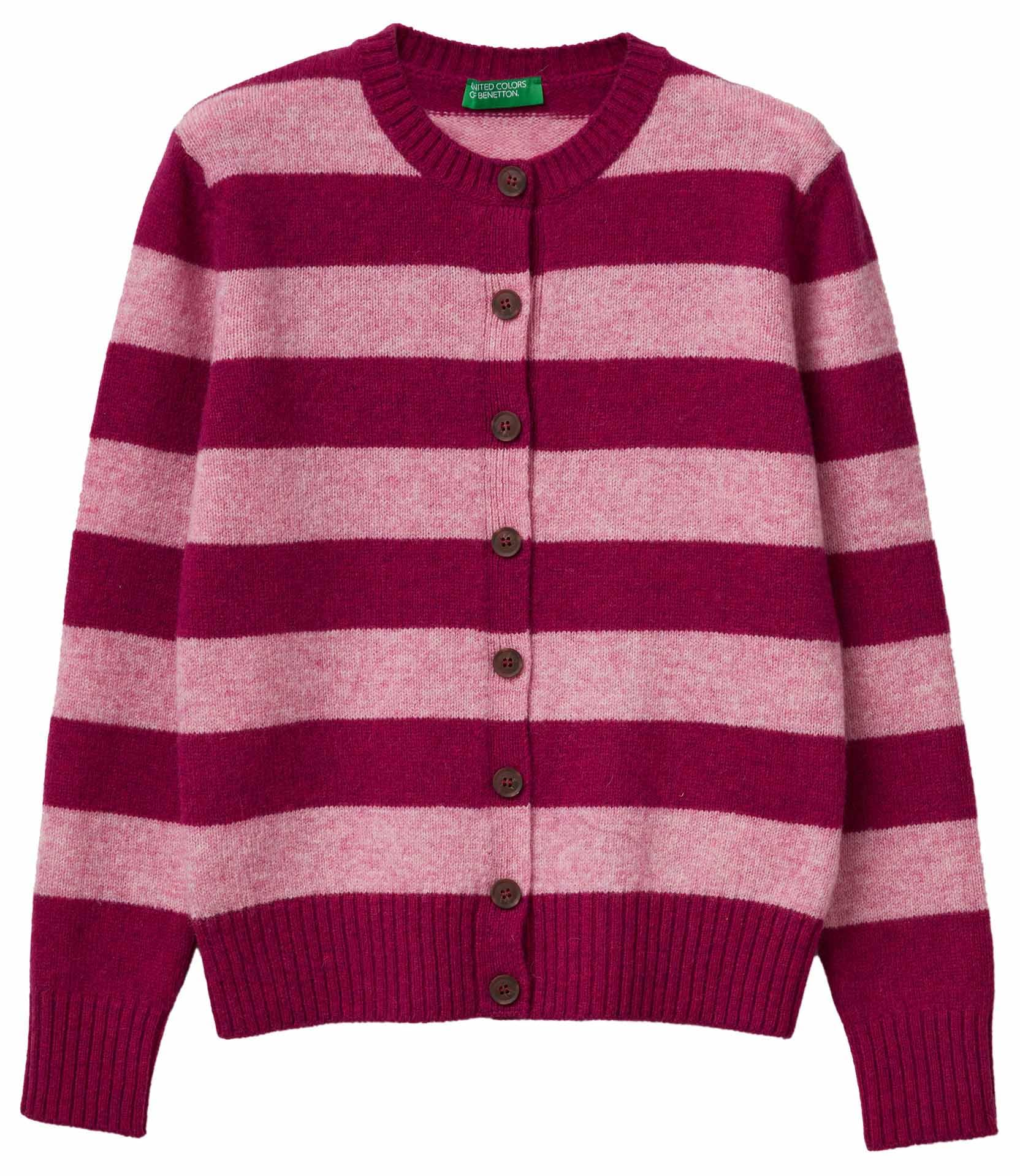 Benetton 103me5014 cardigan donna viola righe