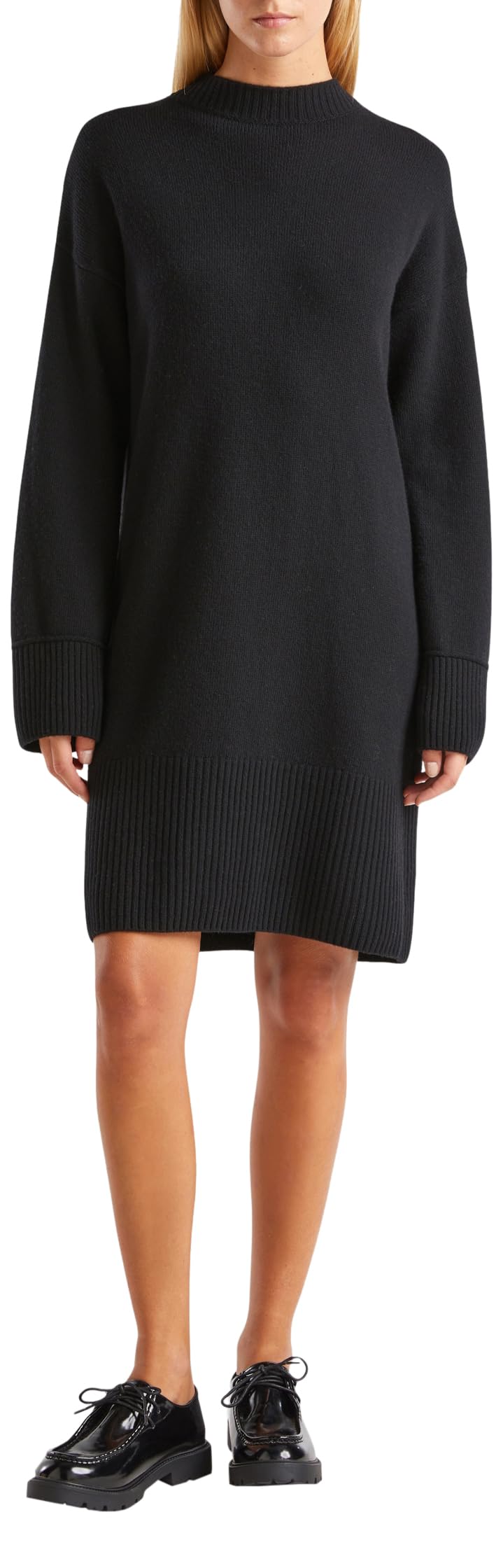 Benetton 1244dv022 Vestito Donna Grigio Collo Lupetto